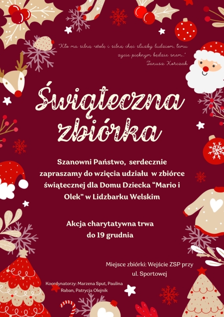 Pomoc dla Domu Dziecka „Mario i Olek” w Lidzbarku Welskim.