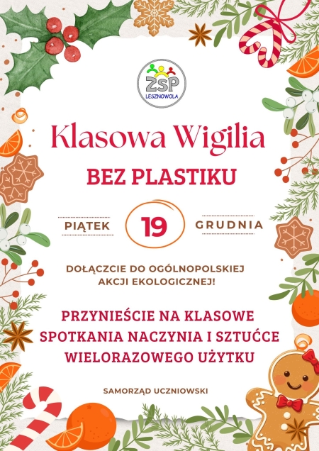 Klasowa Wigilia 2026 bez plastiku!